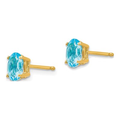 14K Yellow Gold Swiss Blue Topaz Oval Stud Earrings – view 3