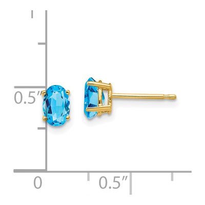 14K Yellow Gold Swiss Blue Topaz Oval Stud Earrings – view 5