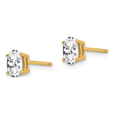 14K Yellow Gold CZ Oval Stud Earrings – view 2