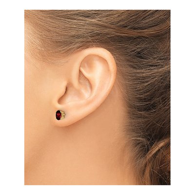 14K Yellow Gold Garnet Oval Stud Earrings – view 3