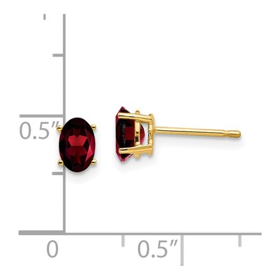14K Yellow Gold Garnet Oval Stud Earrings – view 4
