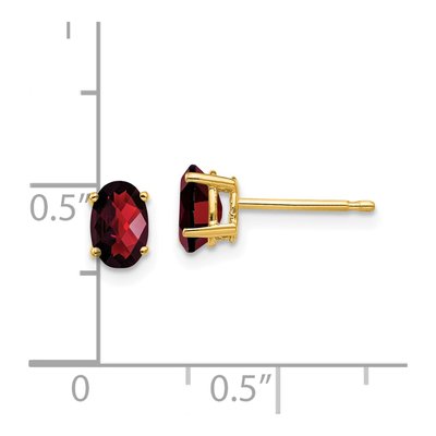 14K Yellow Gold Oval Garnet Stud Earrings – view 4