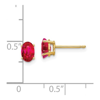 14K Yellow Gold Ruby Oval Stud Earrings – view 5