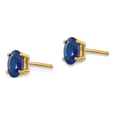 14K Yellow Gold Sapphire Oval Stud Earrings – view 3