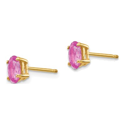 14K Yellow Gold Pink Sapphire Stud Earrings – view 3
