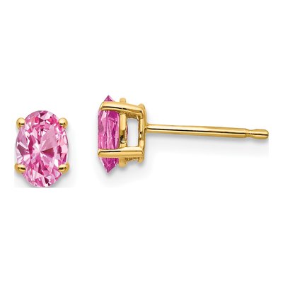 14K Yellow Gold Pink Sapphire Stud Earrings