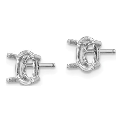 14K White Gold Oval Earring Mounting – view 3