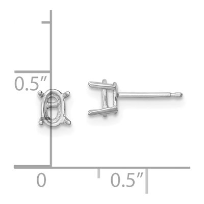 14K White Gold Oval Earring Mounting – view 4