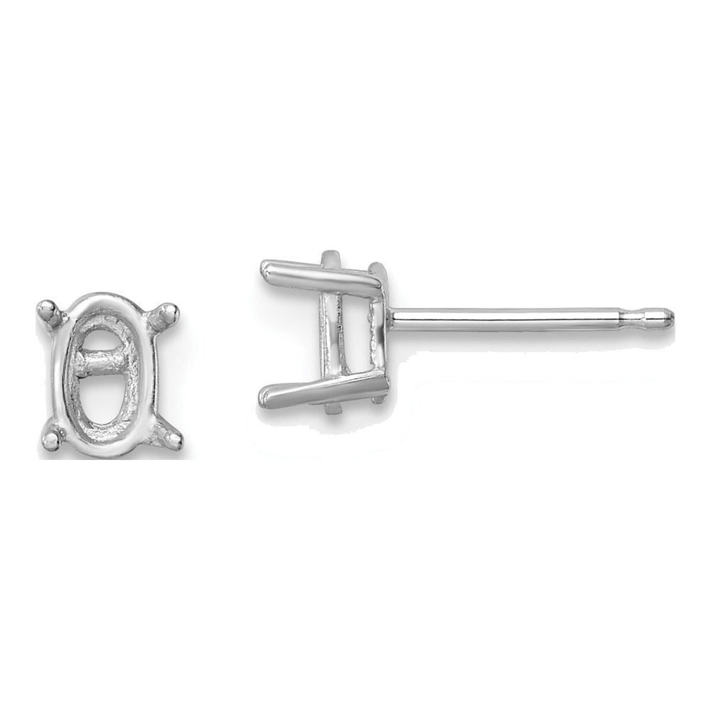 14K White Gold Oval Earring Mounting