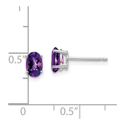 14K White Gold Amethyst Oval Stud Earrings – view 4