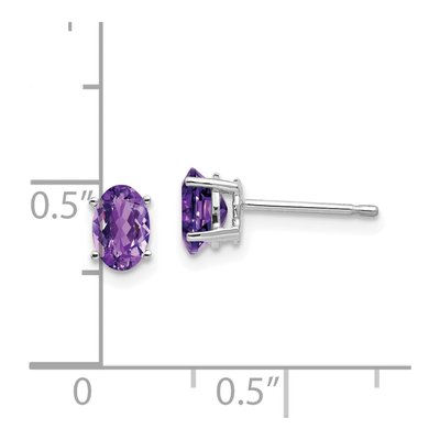 14K White Gold Amethyst Oval Stud Earrings – view 5