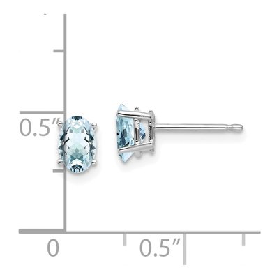 14K White Gold Aquamarine Oval Stud Earrings – view 5