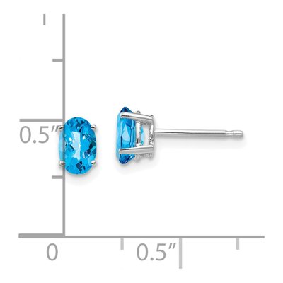14K White Gold Oval Swiss Blue Topaz Stud Earrings – view 4