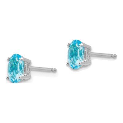 14K White Gold Swiss Blue Topaz Oval Stud Earrings – view 3