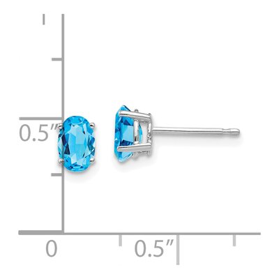 14K White Gold Swiss Blue Topaz Oval Stud Earrings – view 5