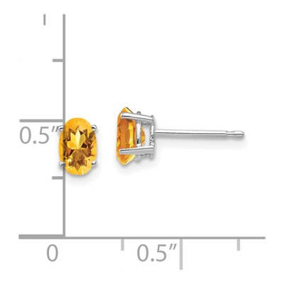 14K White Gold Citrine Oval Stud Earrings – view 4