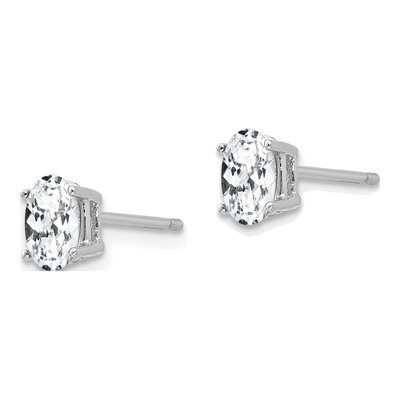 14K White Gold CZ Oval Stud Earrings – view 2