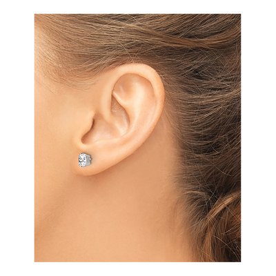 14K White Gold CZ Oval Stud Earrings – view 3