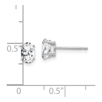 14K White Gold CZ Oval Stud Earrings – view 4