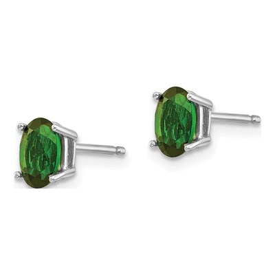 14K White Gold Green Tourmaline Oval Stud Earrings – view 2