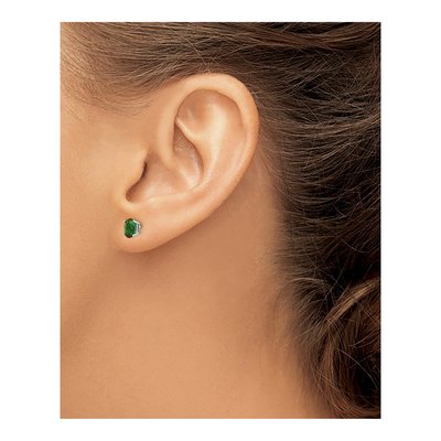 14K White Gold Green Tourmaline Oval Stud Earrings – view 3