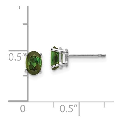 14K White Gold Green Tourmaline Oval Stud Earrings – view 4