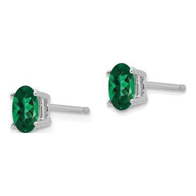 14K White Gold Lab-Created Helenite Mount St Helens Oval Stud Earrings – view 2