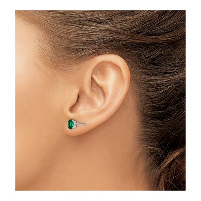 14K White Gold Lab-Created Helenite Mount St Helens Oval Stud Earrings – view 3