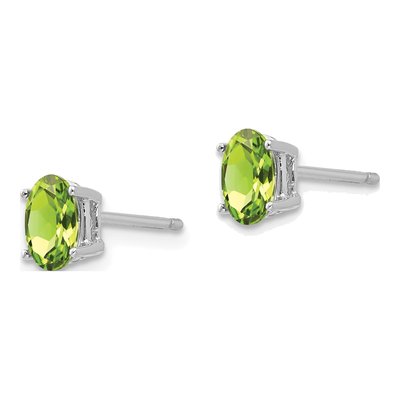 14K White Gold Peridot Oval Stud Earrings – view 3