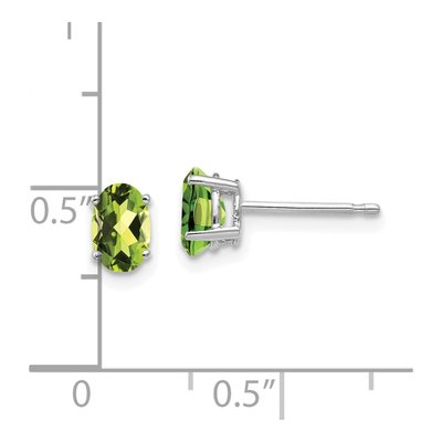 14K White Gold Peridot Oval Stud Earrings – view 5