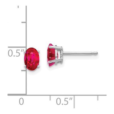 14K White Gold Ruby Oval Stud Earrings – view 5