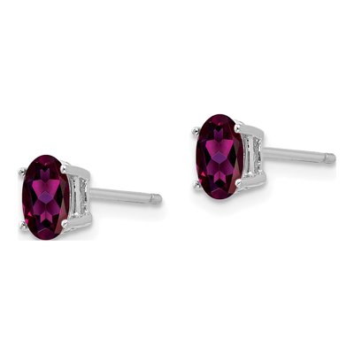 14K White Gold Oval Rhodolite Garnet Stud Earrings – view 3