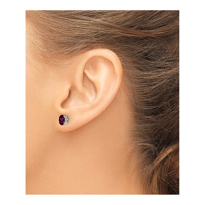 14K White Gold Oval Rhodolite Garnet Stud Earrings – view 4