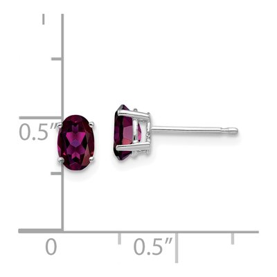 14K White Gold Oval Rhodolite Garnet Stud Earrings – view 5