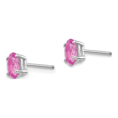 14K White Gold Pink Sapphire Oval Stud Earrings – view 3