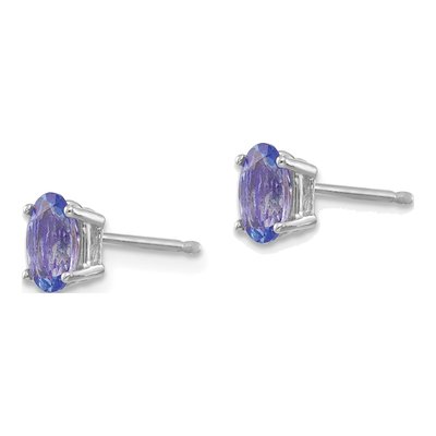 14K White Gold Tanzanite Oval Stud Earrings – view 3