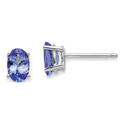 14K White Gold Tanzanite Oval Stud Earrings