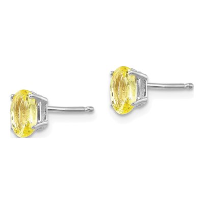 14K White Gold Oval Sapphire Stud Earrings – view 2