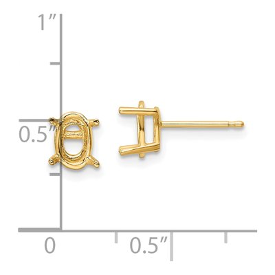 14K Yellow Gold Oval Earring Mounting – view 5