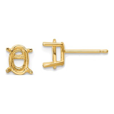 14K Yellow Gold Oval Earring Mounting