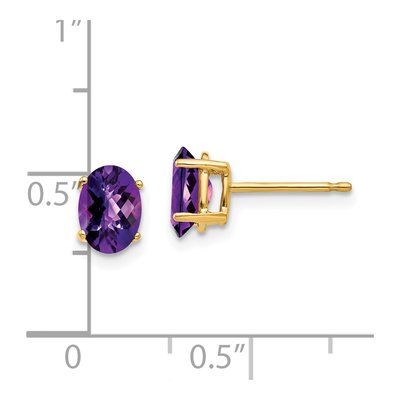 14K Yellow Gold Amethyst Oval Stud Earrings – view 4