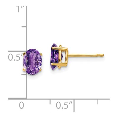 14K Yellow Gold Amethyst Oval Stud Earrings – view 5