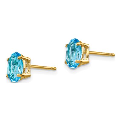 14K Yellow Gold Swiss Blue Topaz Oval Stud Earrings – view 3