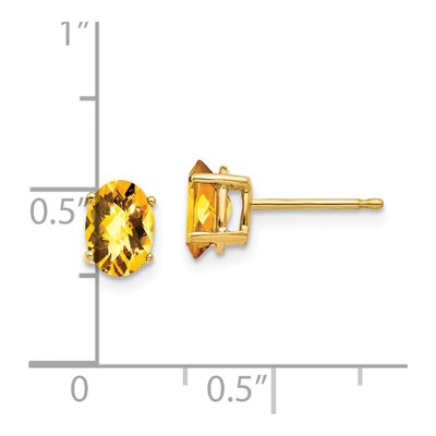 14K Yellow Gold Citrine Oval Stud Earrings – view 4