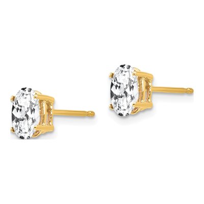 14K Yellow Gold CZ Oval Stud Earrings – view 2