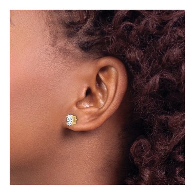 14K Yellow Gold CZ Oval Stud Earrings – view 3