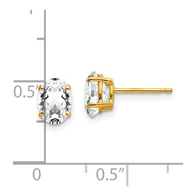 14K Yellow Gold CZ Oval Stud Earrings – view 4