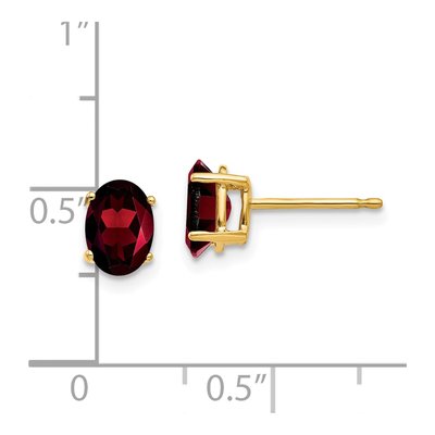 14K Yellow Gold Garnet Oval Stud Earrings – view 5