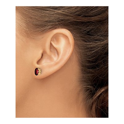 14K Yellow Gold Garnet Oval Stud Earrings – view 3