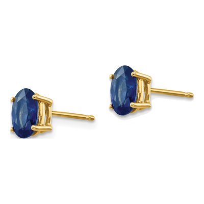 14K Yellow Gold Sapphire Oval Stud Earrings – view 2